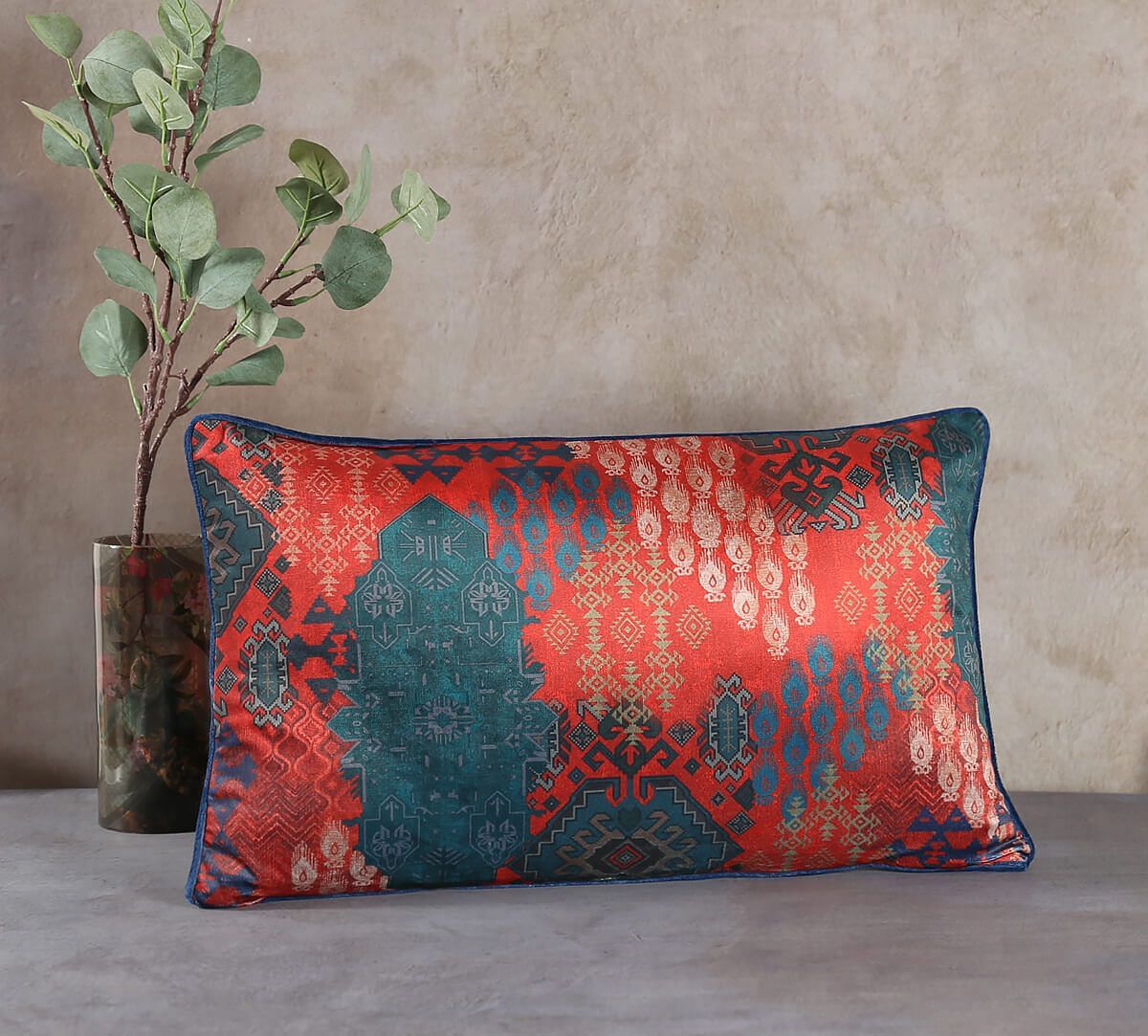India Circus by Krsnaa Mehta Heritage Haven Rectangle Velvet Cushion Cover