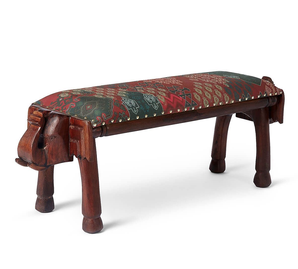 India Circus by Krsnaa Mehta Heritage Haven Wooden Elephant Bench
