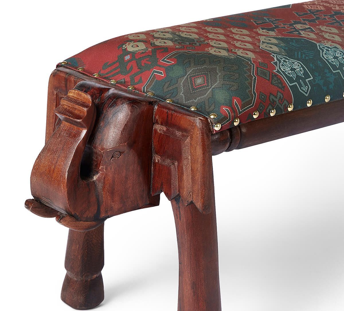 India Circus by Krsnaa Mehta Heritage Haven Wooden Elephant Bench