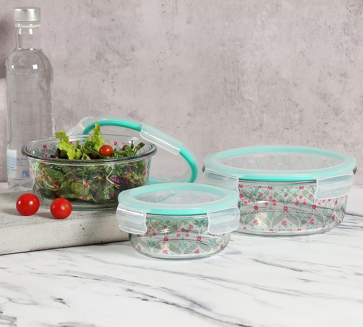 India Circus by Krsnaa Mehta Iron Blooming Dahlia Glass Container Set of 3