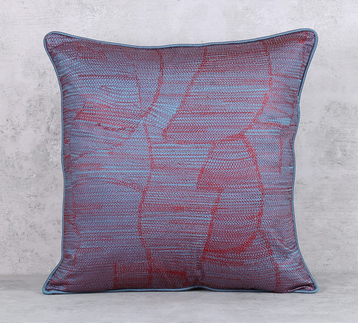 India Circus by Krsnaa Mehta Jupiter Celeste Textured Embroidered Cushion Cover