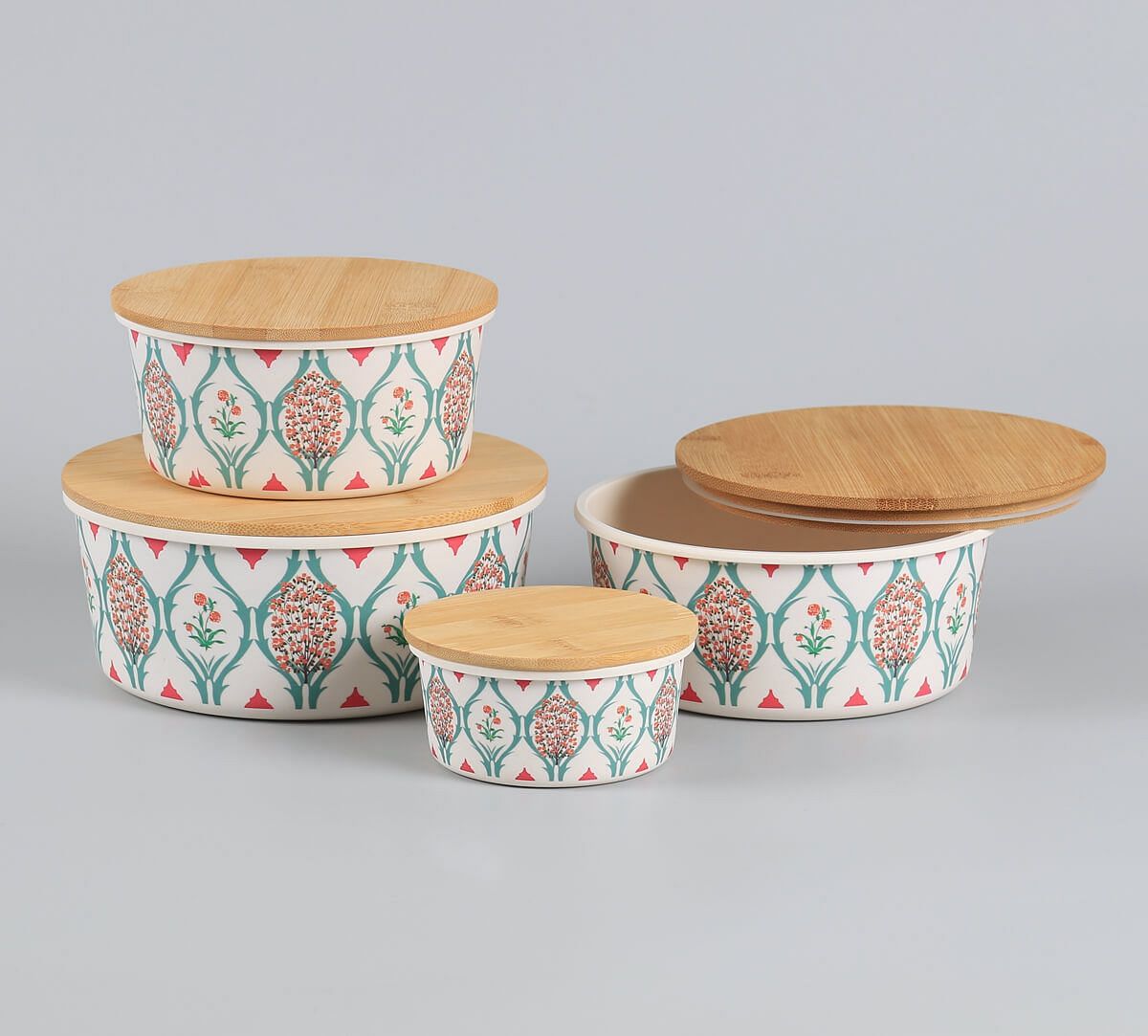 India Circus by Krsnaa Mehta Lattice Blooms Bamboo Container Set of 4