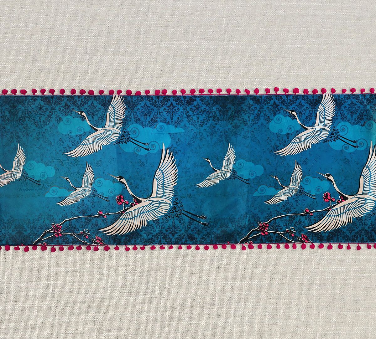 India Circus by Krsnaa Mehta Legend of the Cranes Micro Velvet Bed and Table Runner