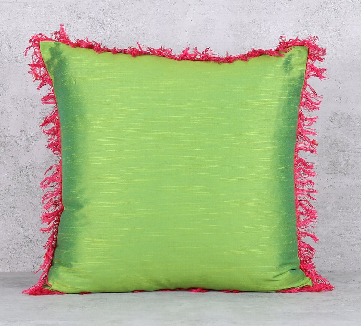 India Circus by Krsnaa Mehta Lime Fringe Cushion Cover