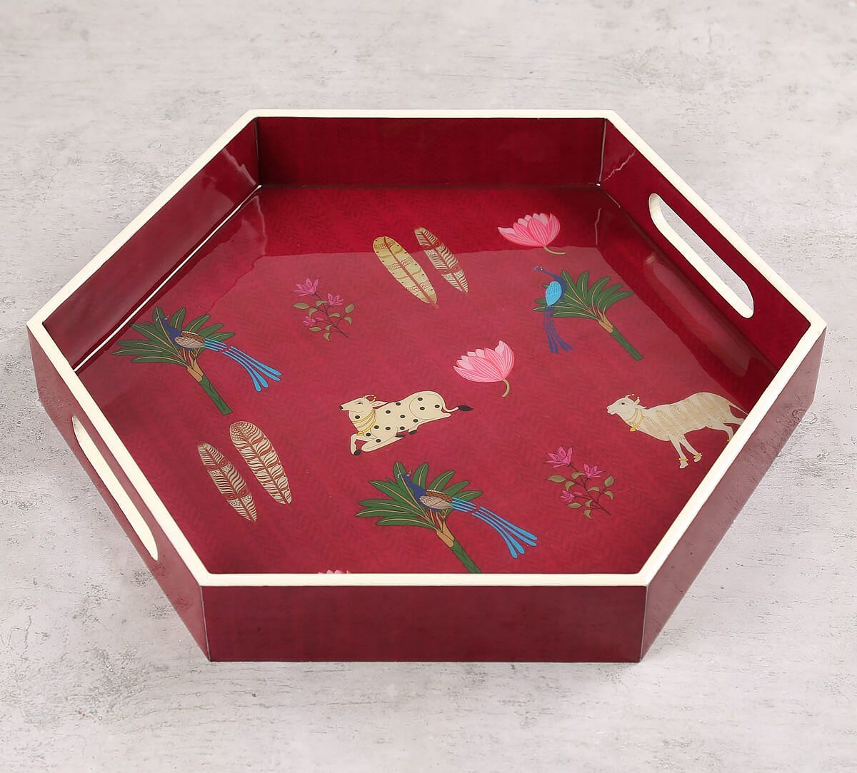 India Circus by Krsnaa Mehta Magenta Biome Mystique Hexagon Tray