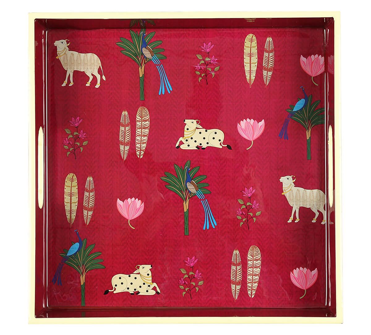 India Circus by Krsnaa Mehta Magenta Biome Mystique MDF Square Tray