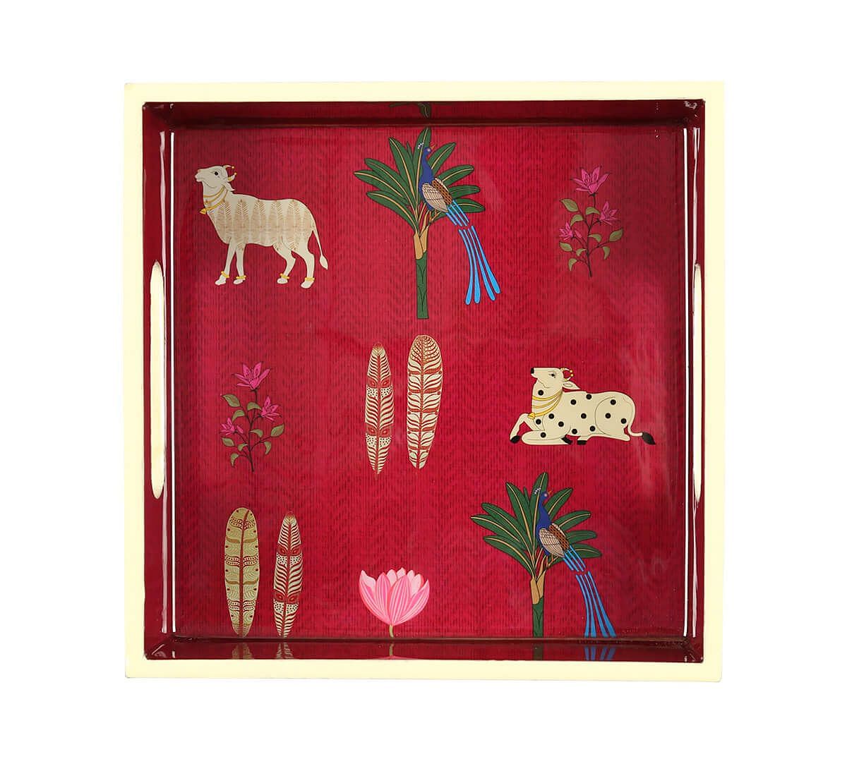 India Circus by Krsnaa Mehta Magenta Biome Mystique MDF Square Tray