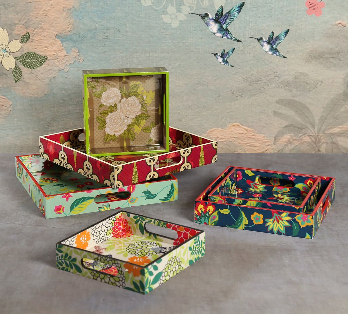 India Circus by Krsnaa Mehta Magenta Biome Mystique MDF Square Tray