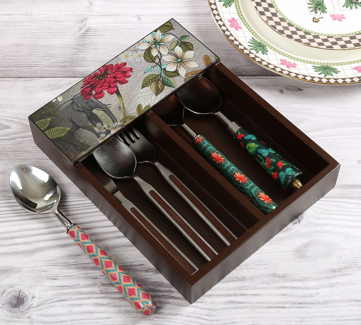 India Circus by Krsnaa Mehta March of the Blossoms Cutlery Tray