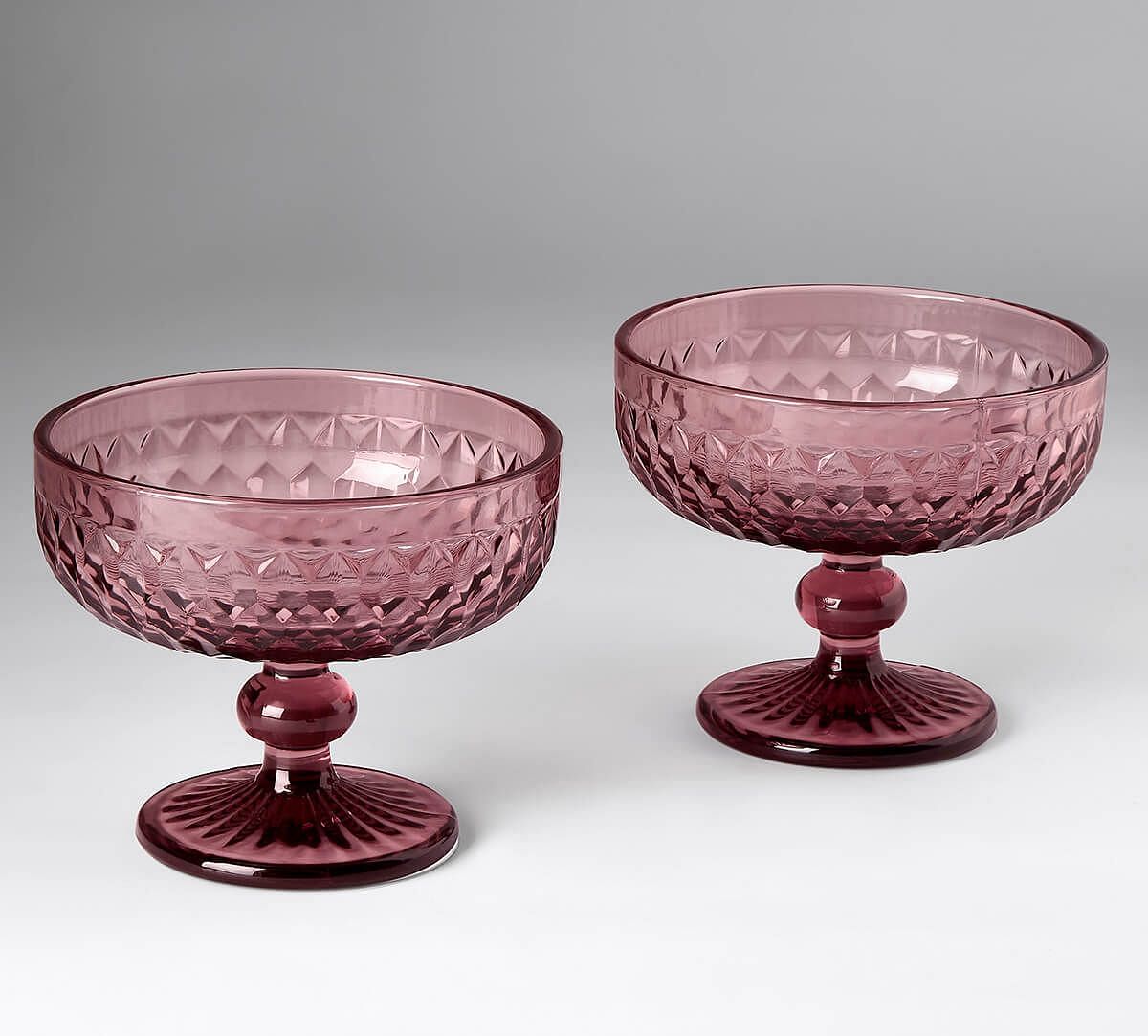 India Circus by Krsnaa Mehta Merlot Embossed Dessert Glasses Set of 2