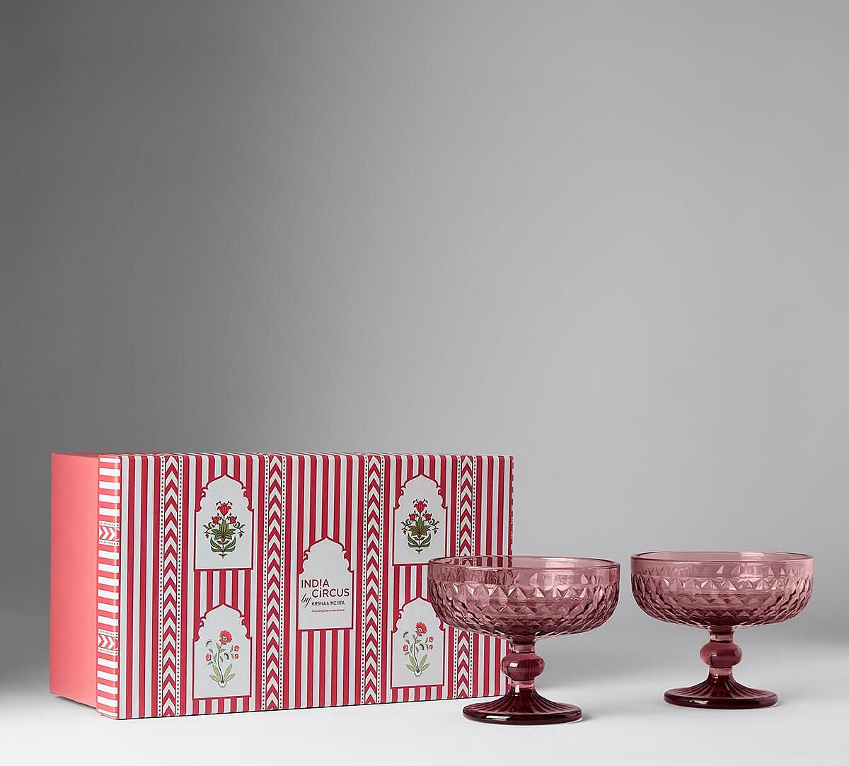 India Circus by Krsnaa Mehta Merlot Embossed Dessert Glasses Set of 2