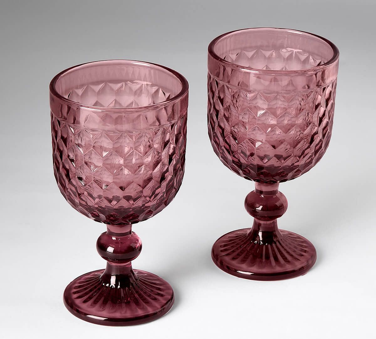 India Circus by Krsnaa Mehta Merlot Embossed Wine Glasses Set of 2