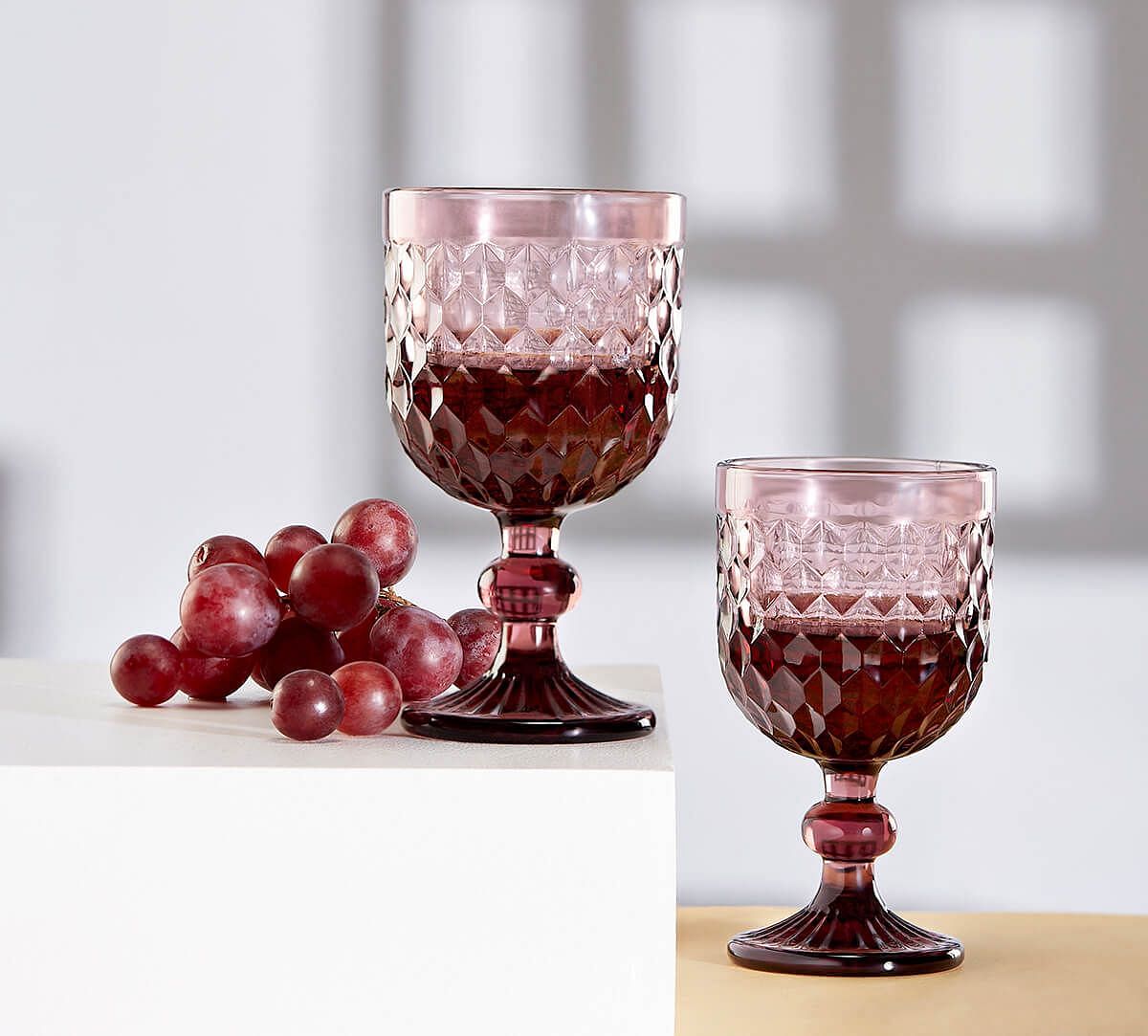 India Circus by Krsnaa Mehta Merlot Embossed Wine Glasses Set of 2