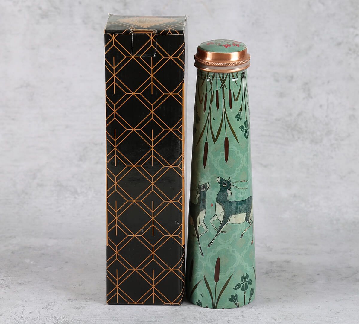 India Circus by Krsnaa Mehta Mirroring Deer Garden Tapered Copper Bottle