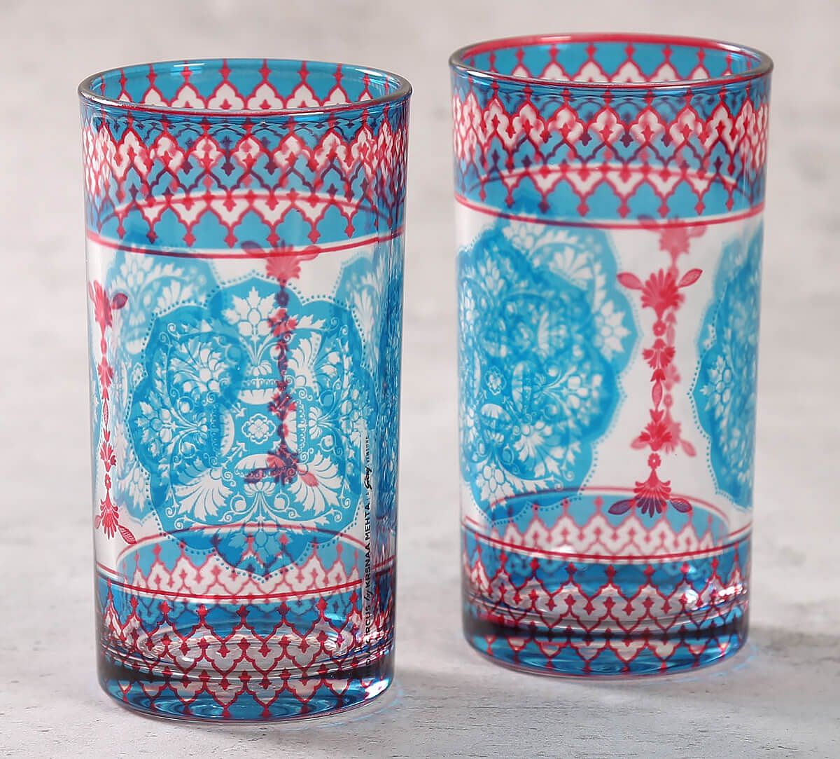 India Circus by Krsnaa Mehta Modern loom infinity Glass Tumbler Set of 2