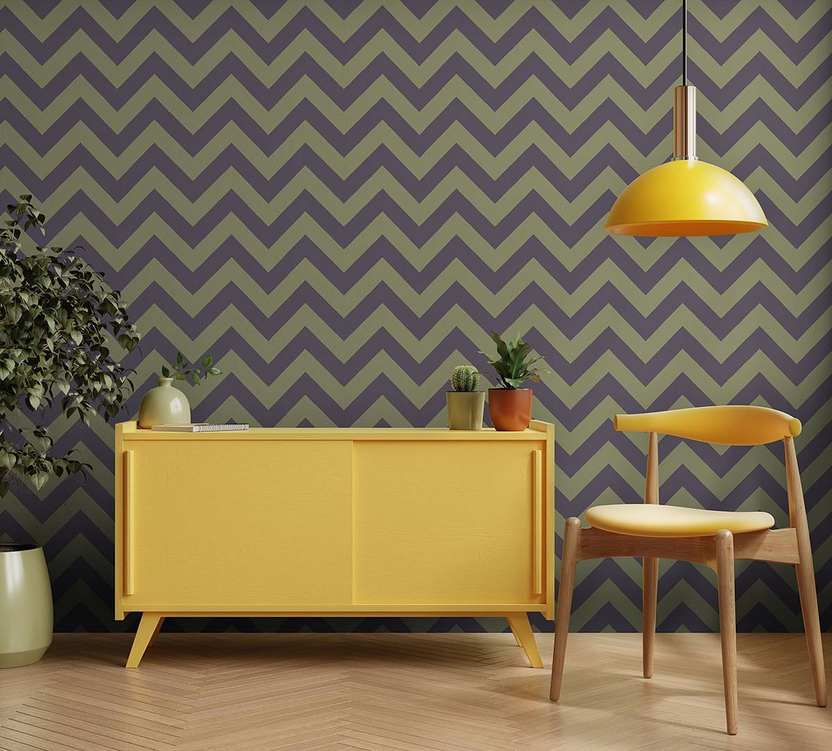 India Circus by Krsnaa Mehta Moss Chevron Wallpaper