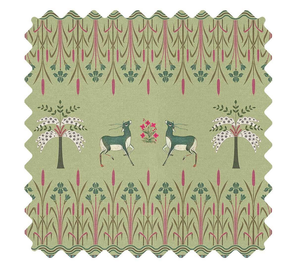 India Circus by Krsnaa Mehta Moss Mirroring Deer Garden Fabric