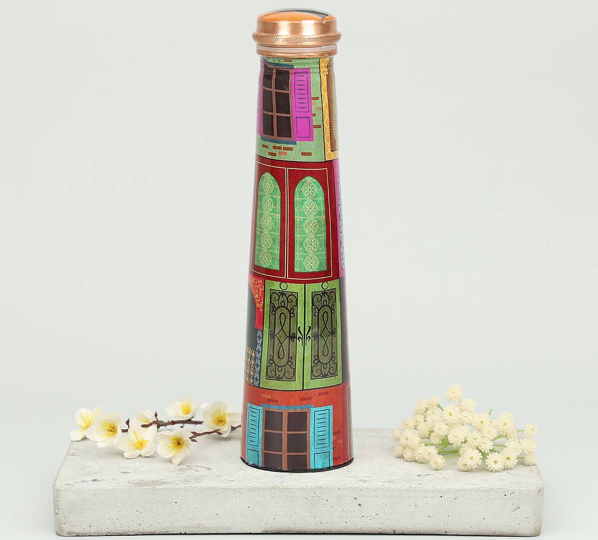 India Circus by Krsnaa Mehta Mughal Doors Reiteration Tapered Copper Bottle