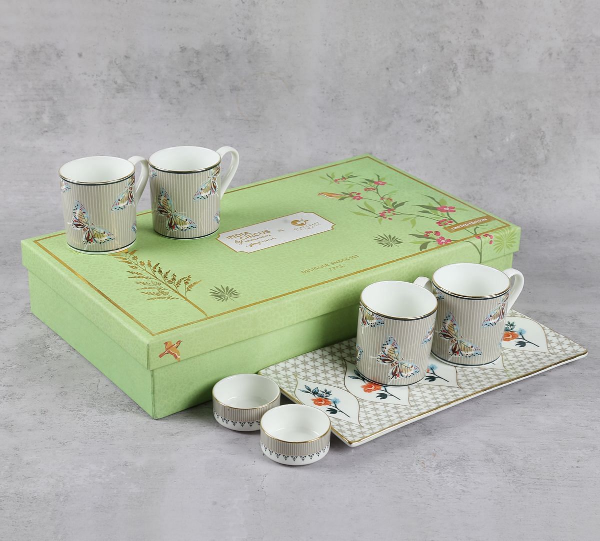 India Circus by Krsnaa Mehta Nature's Bloom Snack Platter & Coffee Mug Set