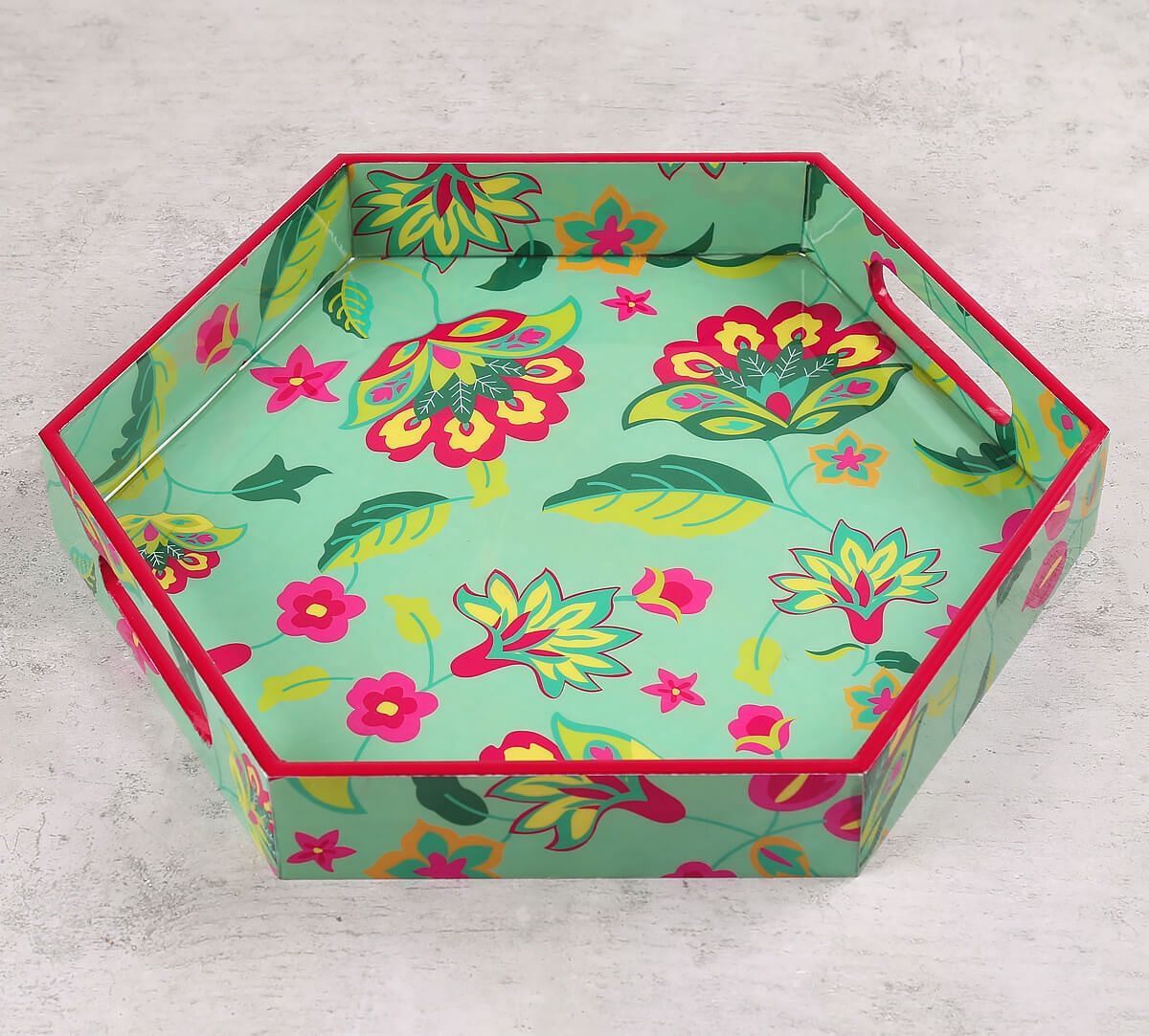 India Circus by Krsnaa Mehta Neon Cyanic Pop Burst Hexagon Tray