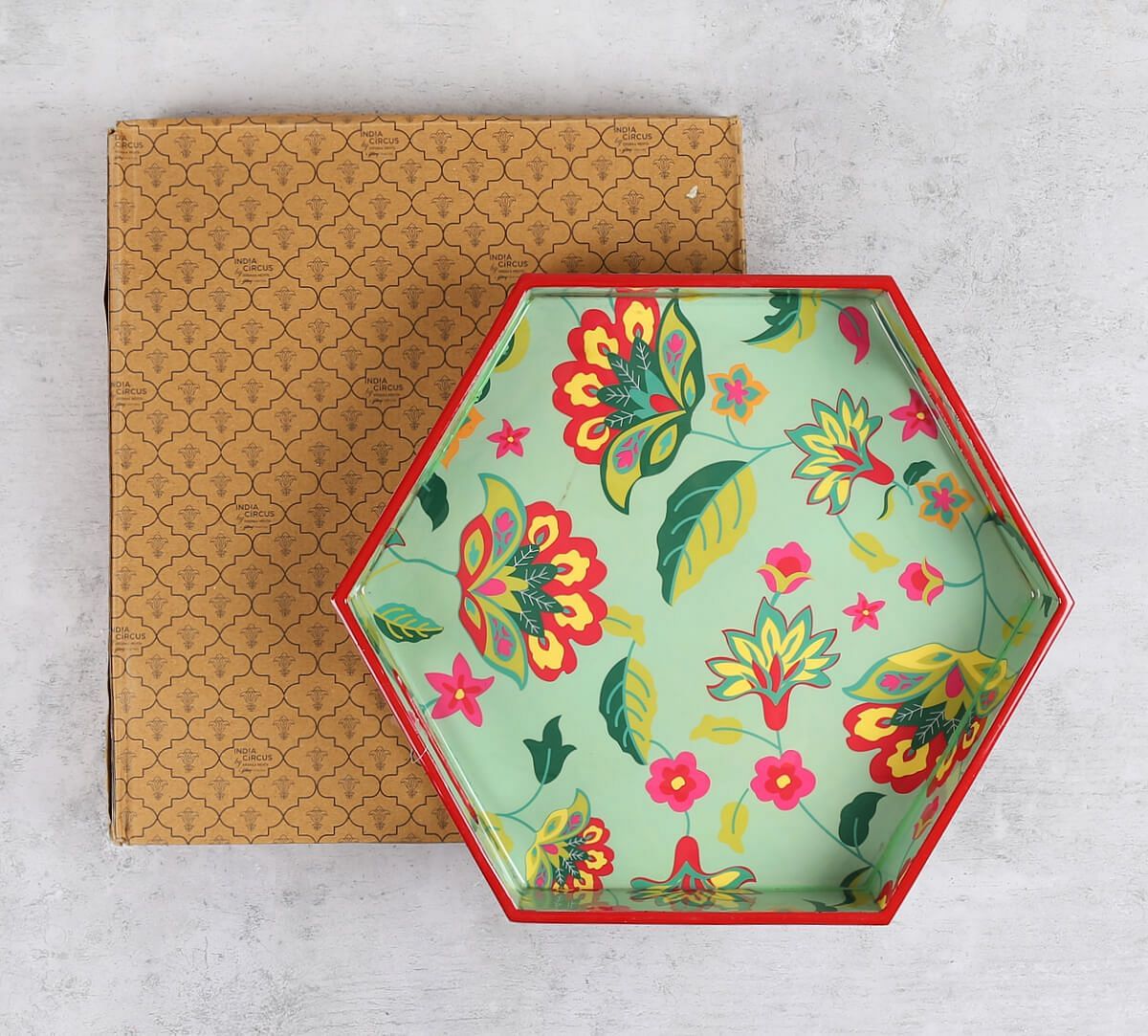 India Circus by Krsnaa Mehta Neon Cyanic Pop Burst Hexagon Tray