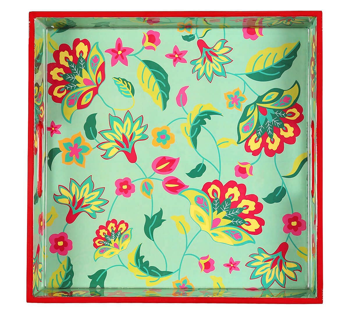 India Circus by Krsnaa Mehta Neon Cyanic Pop Burst MDF Square Tray