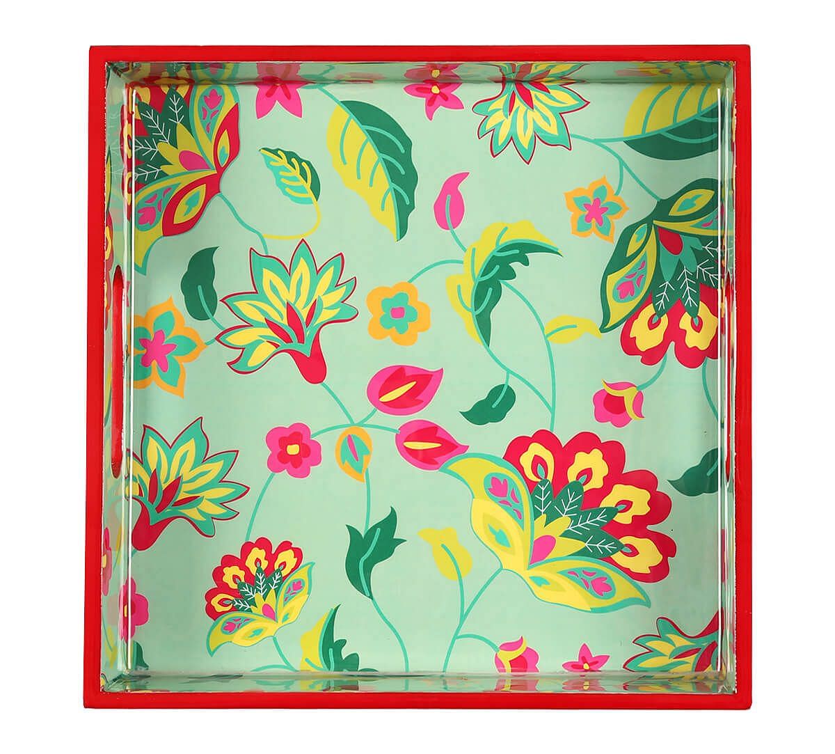 India Circus by Krsnaa Mehta Neon Cyanic Pop Burst MDF Square Tray