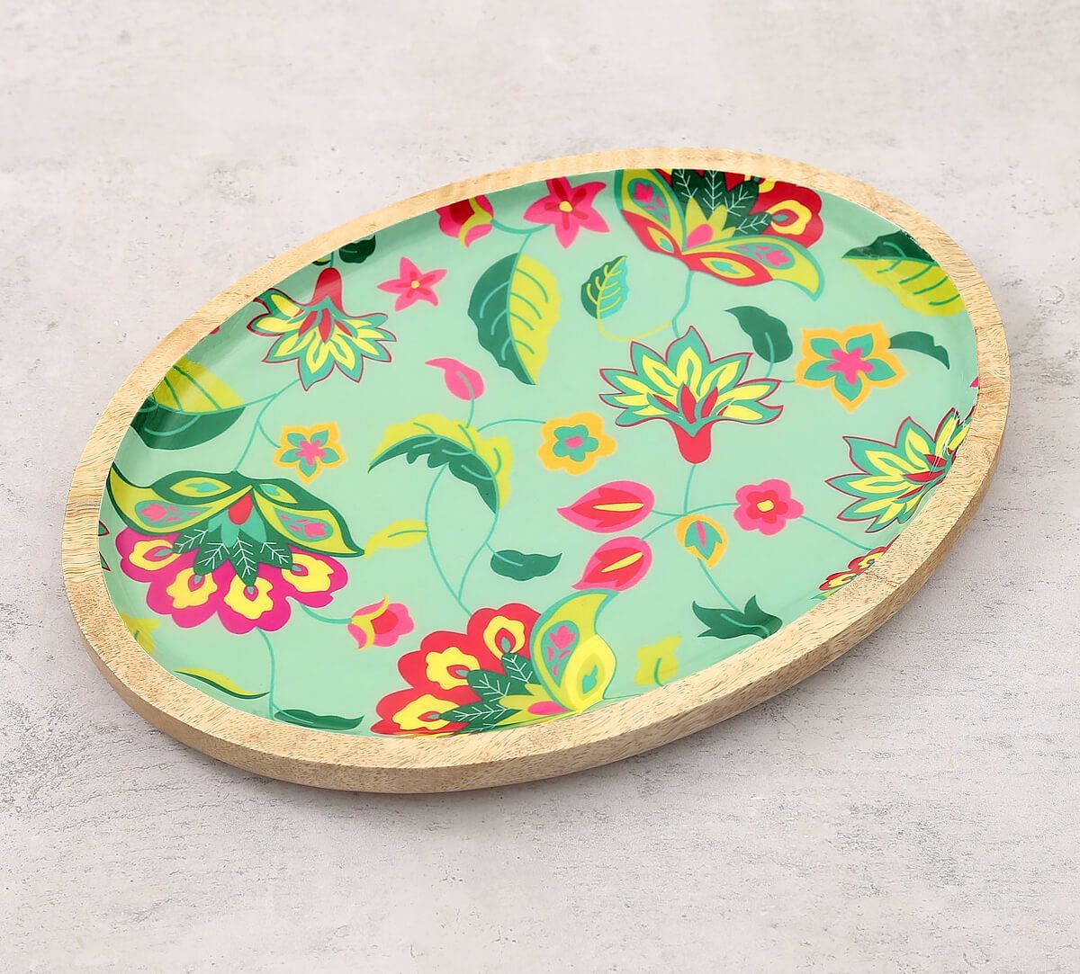 India Circus by Krsnaa Mehta Neon Cyanic Pop Burst Oval Platter