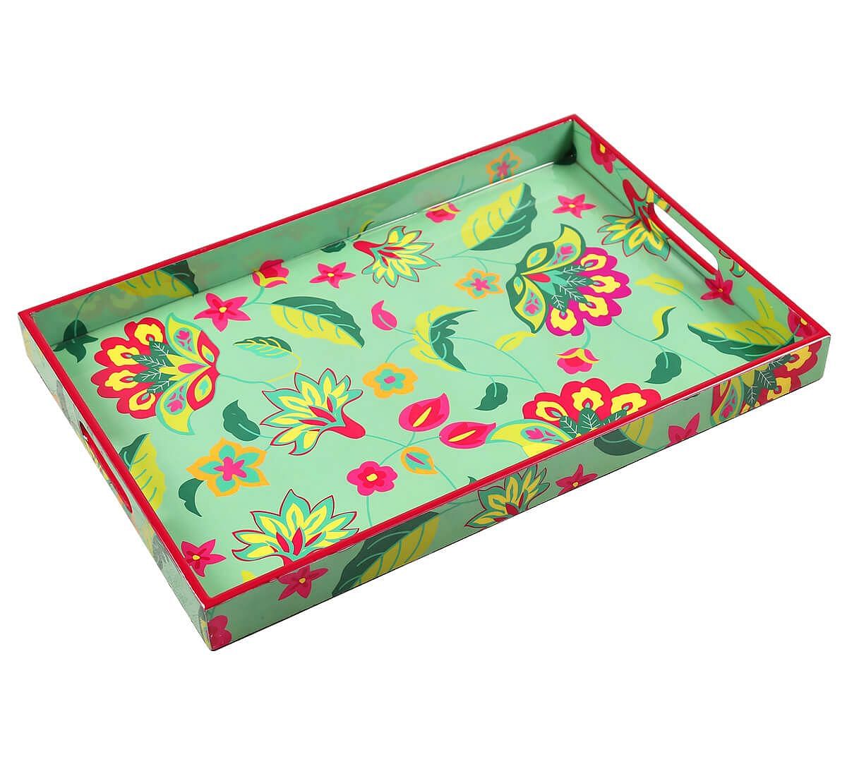 India Circus by Krsnaa Mehta Neon Cyanic Pop Burst Rectangle Serving Tray