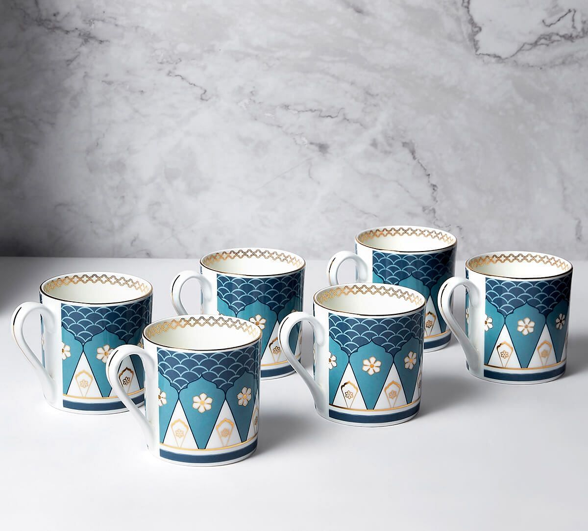 India Circus by Krsnaa Mehta Oceanic Opulence Melon Mugs Set of 6