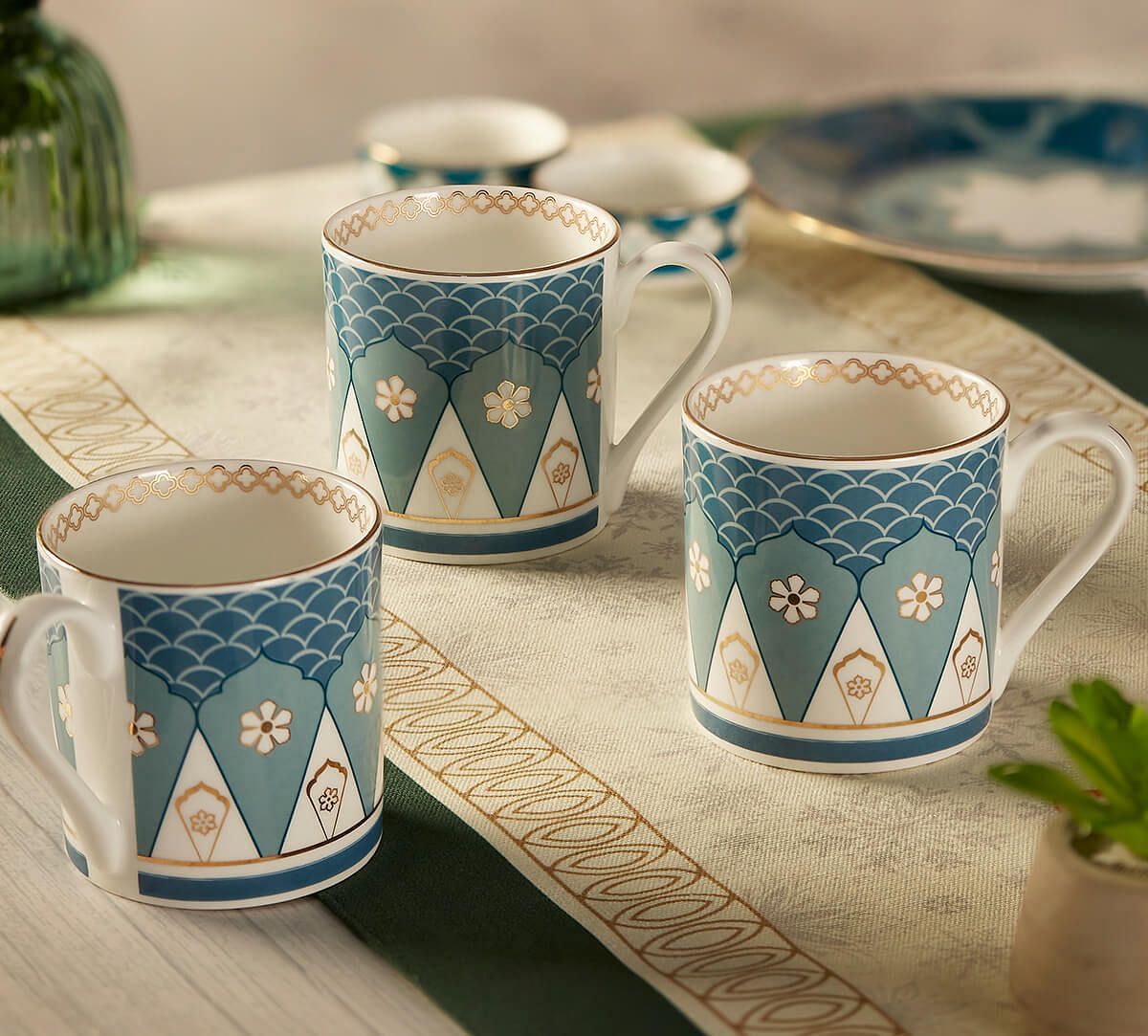 India Circus by Krsnaa Mehta Oceanic Opulence Melon Mugs Set of 6