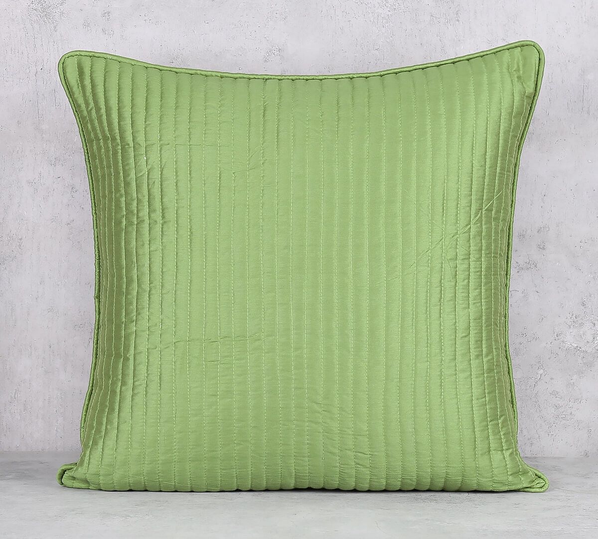 India Circus by Krsnaa Mehta Olive Pintucks Quilted Cushion Cover