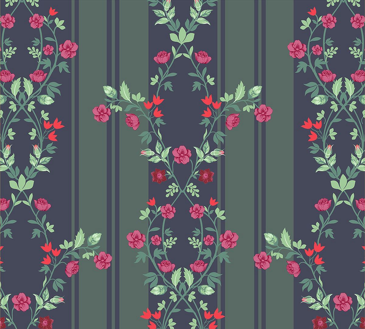 India Circus by Krsnaa Mehta Olive with Rose Twist Wallpaper