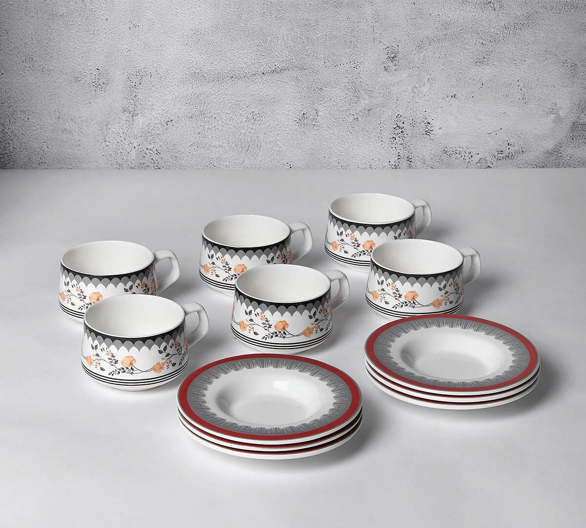 India Circus by Krsnaa Mehta Onyx Elegance Cup and Saucers Set of 6