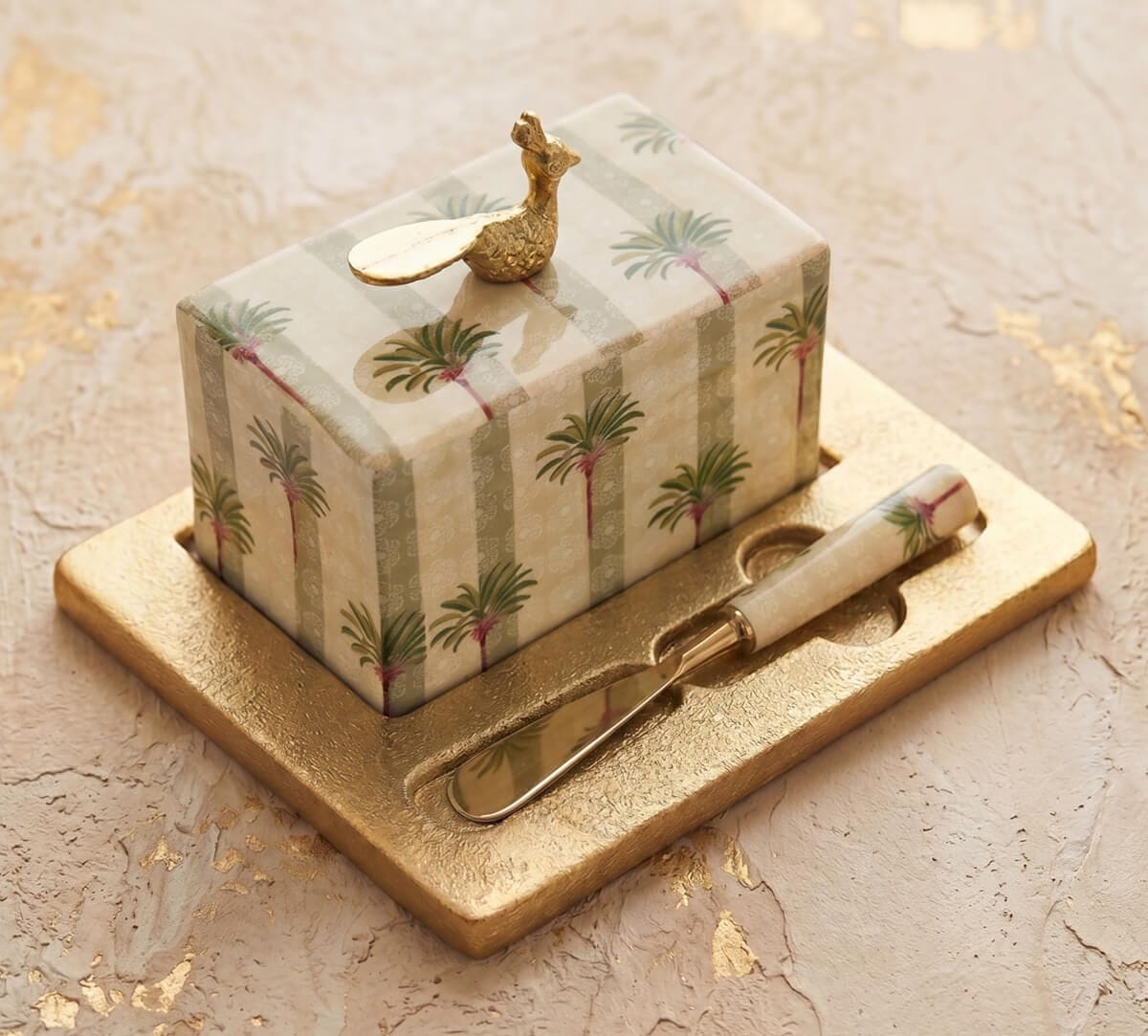 Palms of Chanderi Butter Dish with Butter Knife