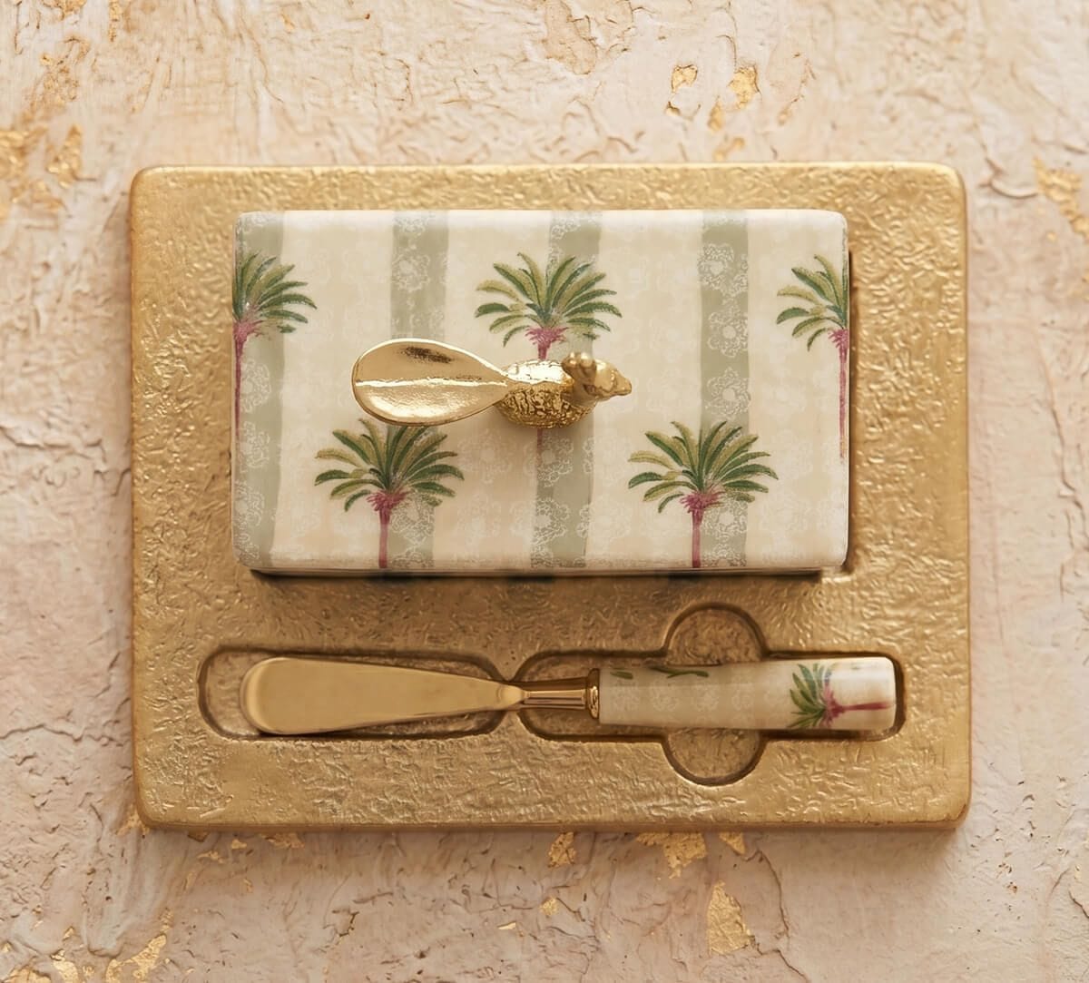 Palms of Chanderi Butter Dish with Butter Knife