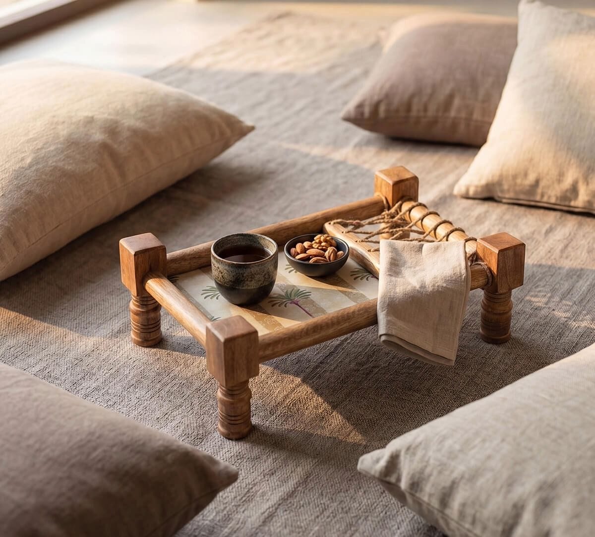 Palms of Chanderi Wooden Platter