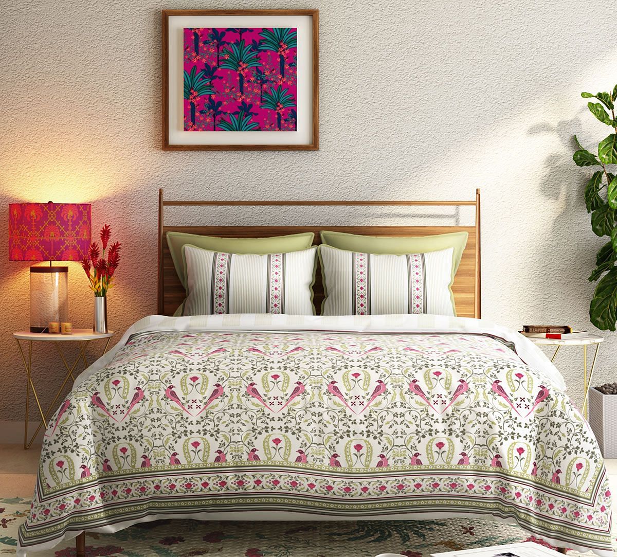 India Circus by Krsnaa Mehta Parakeet Florals Single Bed Dohar