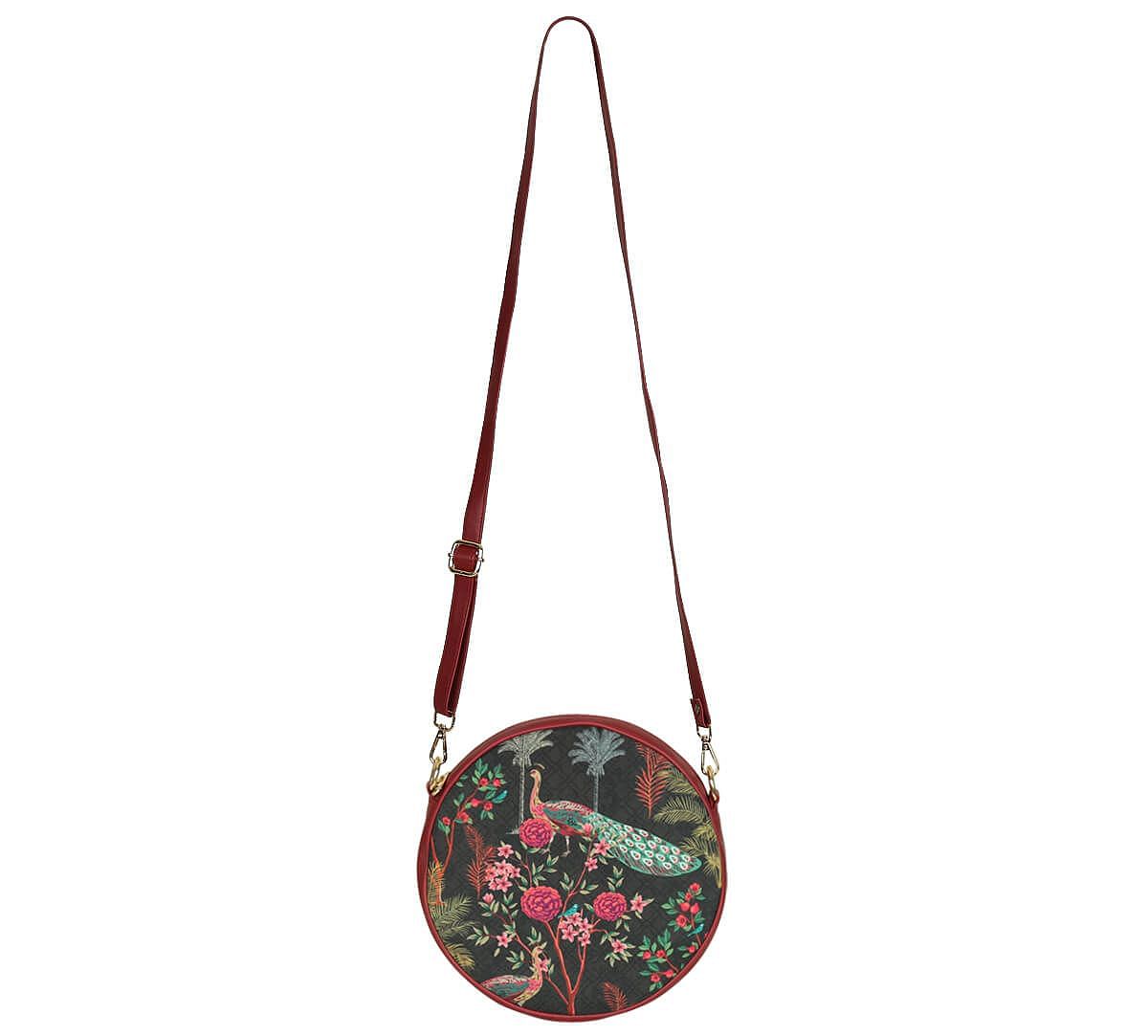 India Circus by Krsnaa Mehta Peacock Garden Round Crossbody Bag