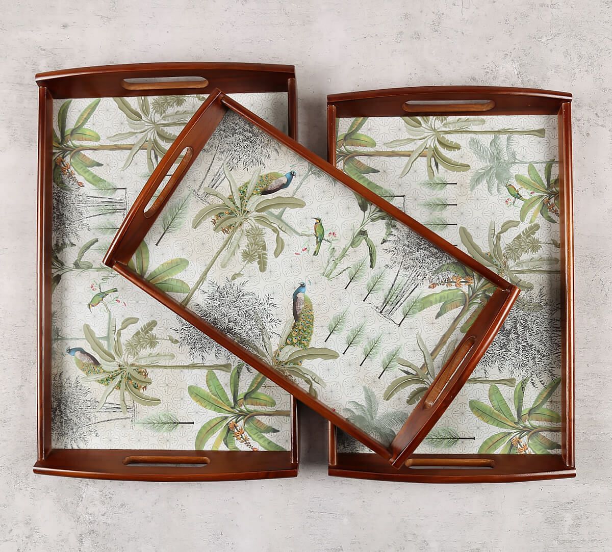 India Circus by Krsnaa Mehta Peacock Throne Paradise Trays Set of 3