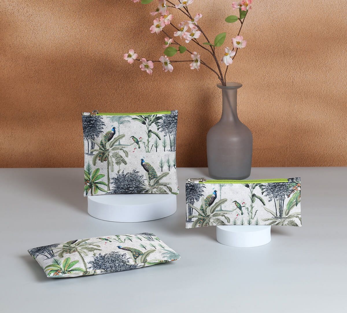 India Circus by Krsnaa Mehta Peacock Throne Paradise Utility Pouch Set of 3