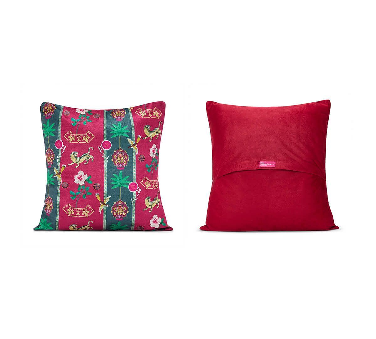 India Circus by Krsnaa Mehta Peepal & Palm Blended Velvet Cushion Cover Set of 5