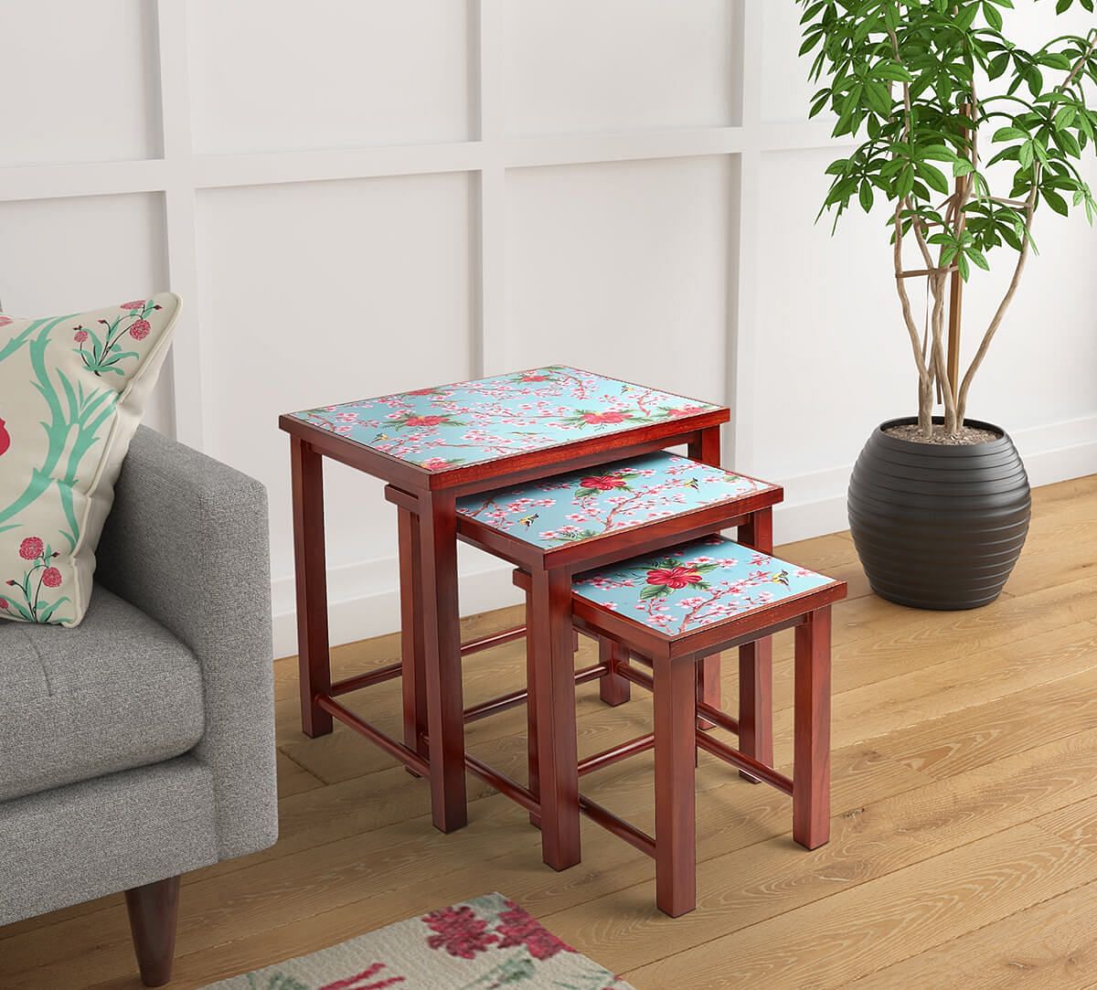 India Circus by Krsnaa Mehta Perching Floral Paradise Nesting Table