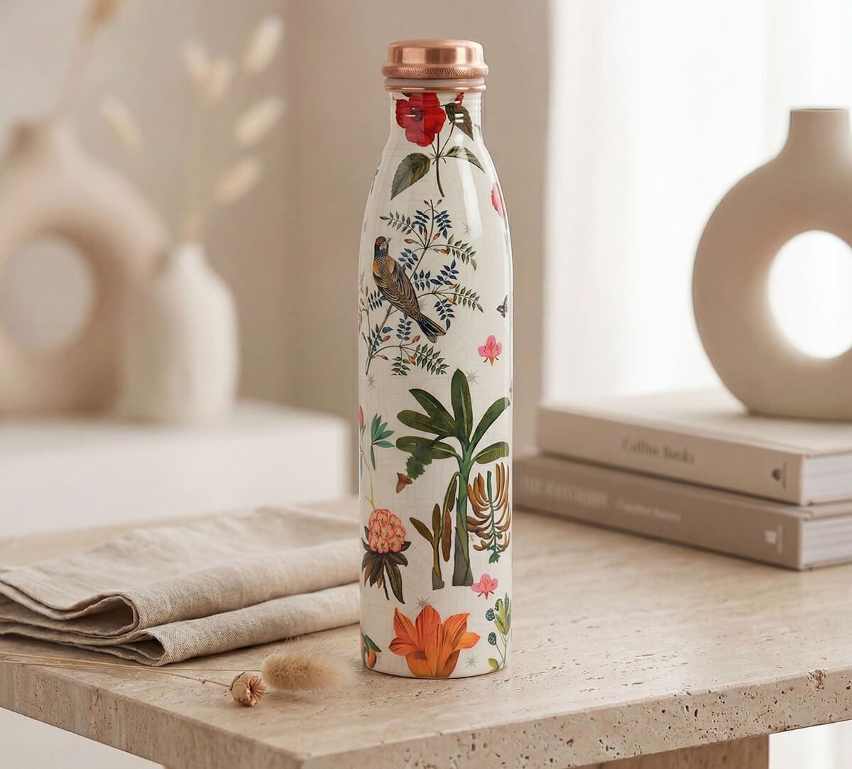 Petal and Plume Copper Bottle