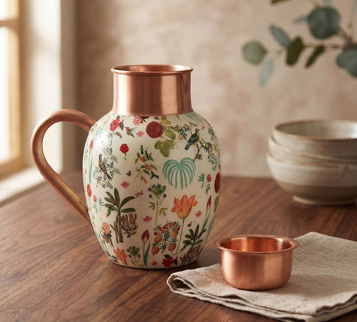 Petal and Plume Copper Jug Set