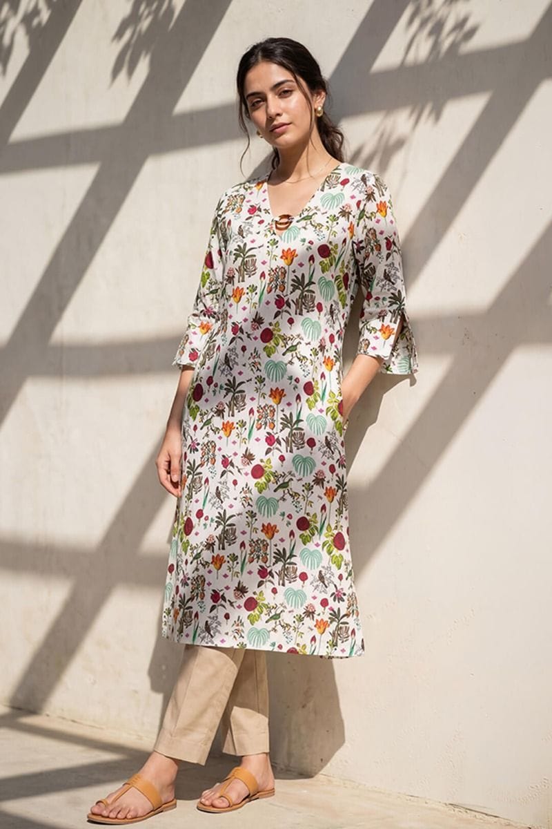 India Circus by Krsnaa Mehta Petal and Plume Kaftan Kurti Long