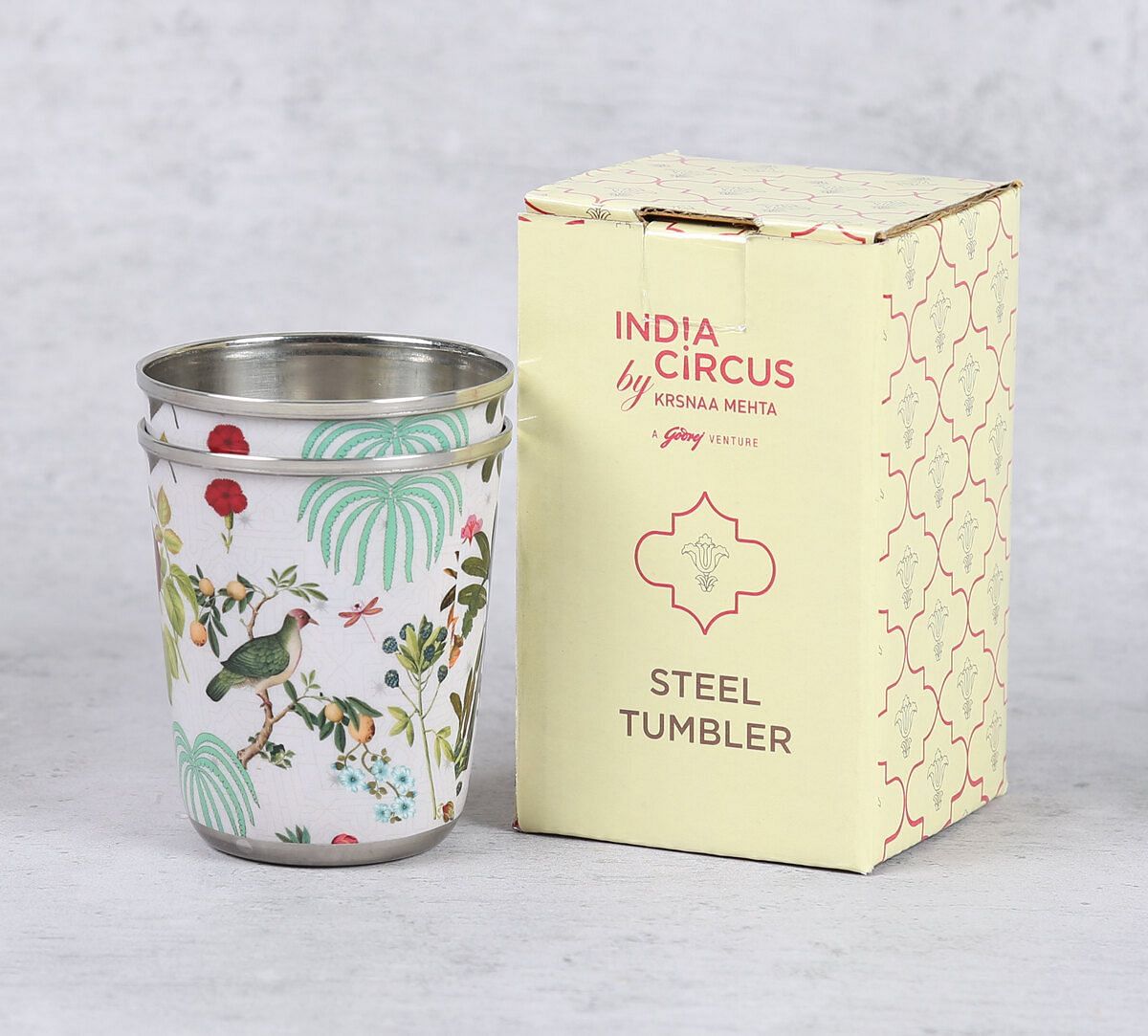 India Circus by Krsnaa Mehta Petal and Plume Small Steel Tumbler Set of 2