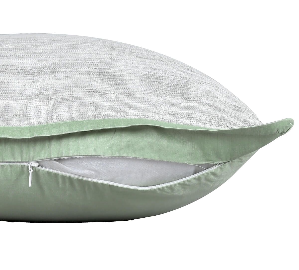 India Circus by Krsnaa Mehta Pistachio Flange Khadi Cushion Cover