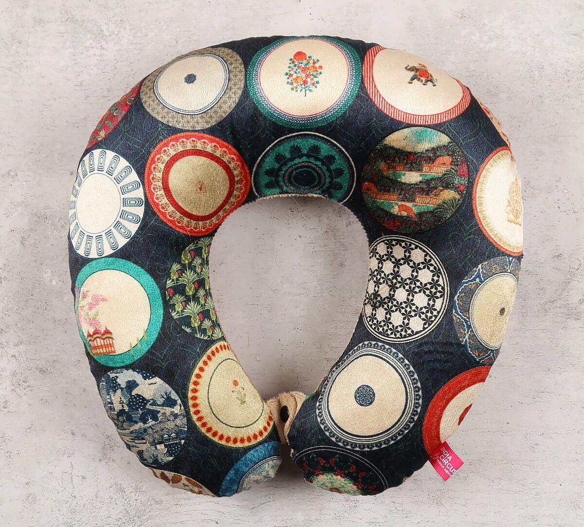 India Circus by Krsnaa Mehta Platter Portrayal Neck Pillow