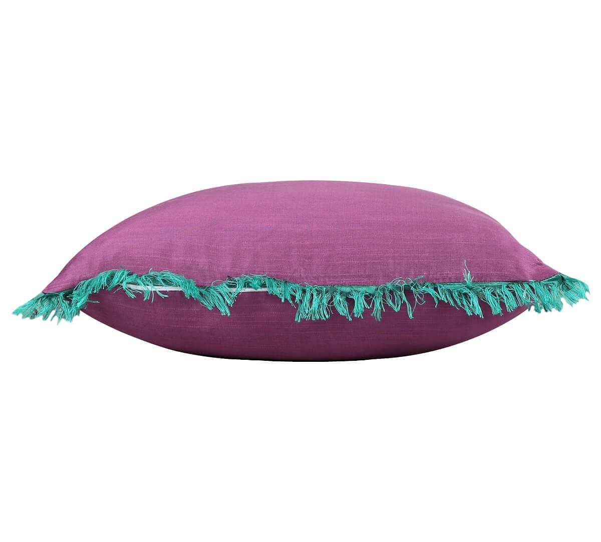 India Circus by Krsnaa Mehta Plum Fringe Cushion Cover